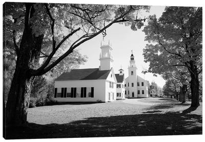 1960s Church And Local Buildings In The Town Square Of Washington New Hampshire USA Canvas Art Print - New Jersey Art