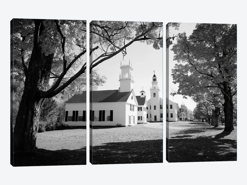 1960s Church And Local Buildings In The Town Square Of Washington New Hampshire USA by Vintage Images 3-piece Canvas Print