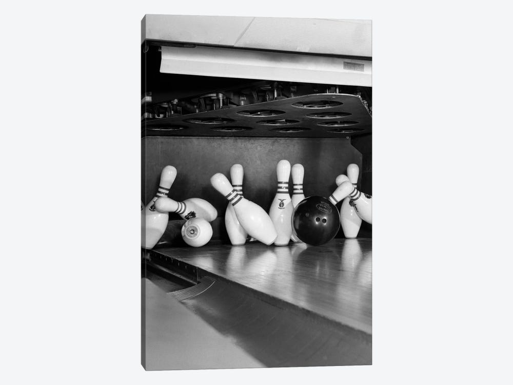 1960s Close-Up Of Bowling Ball Hitting Pins II by Vintage Images 1-piece Art Print