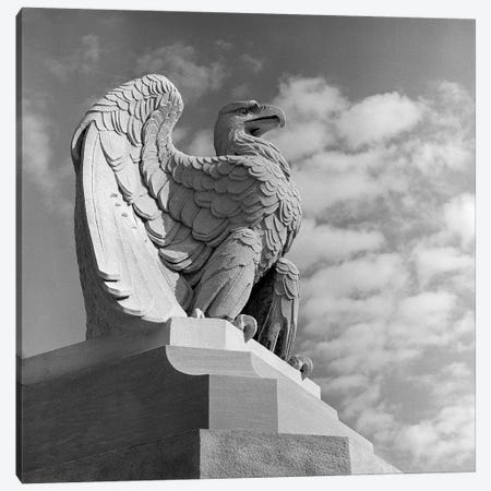1960s Eagle Statue Against Sky Clouds Wings Spread Feathers Talons Curled Over Edge Of Base Philadelphia 30th Street Canvas Print #VTG420} by Vintage Images Canvas Art