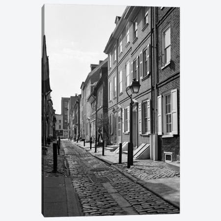 1960s Elfreth's Alley A Narrow Colonial Belgian Block Street Lined With Quaint Row Homes Philadelphia Pennsylvania USA Canvas Print #VTG421} by Vintage Images Canvas Wall Art