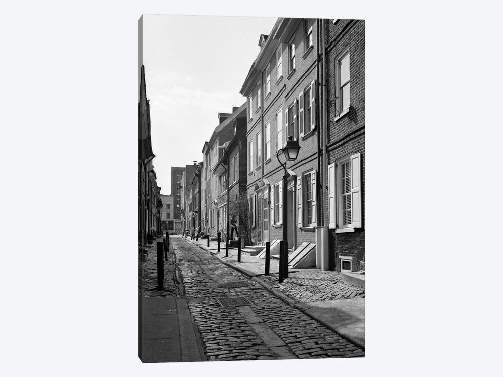 1960s Elfreth's Alley A Narrow Colonial Belgian Block Street Lined With Quaint Row Homes Philadelphia Pennsylvania USA by Vintage Images 1-piece Canvas Art