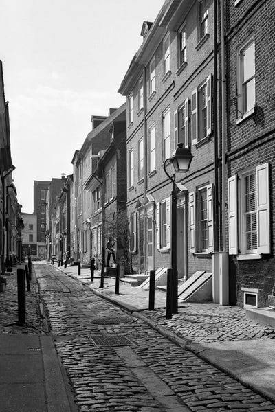 Philadelphia: 1960s Elfreth's Alley A Narrow Colonial Belgian Block Street Lined With Quaint Row Homes Philadelphia Pennsylvania USA by Vintage Images