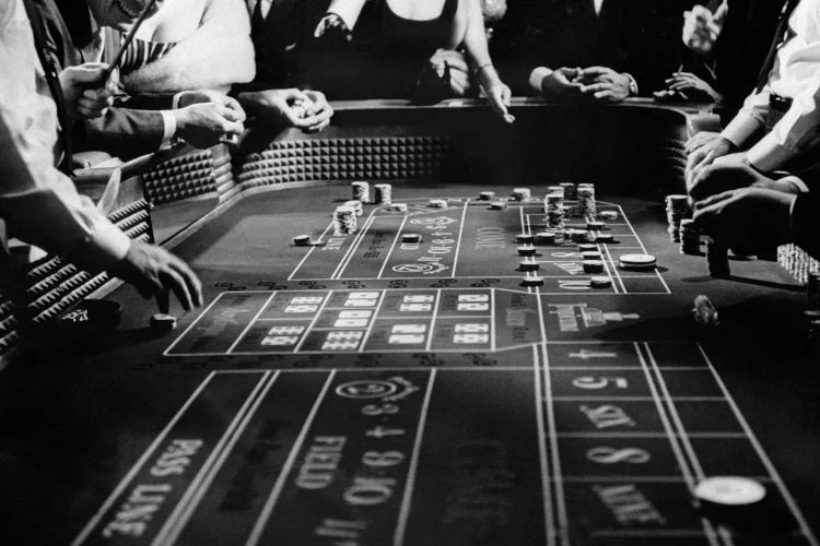 1960s Four Anonymous Unidentified People Gambling Casino Craps