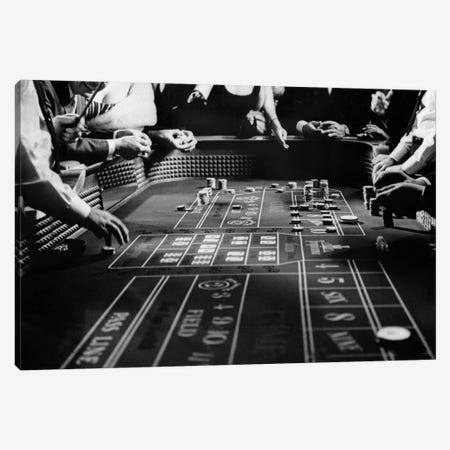 1960s Four Anonymous Unidentified People Gambling Casino Craps Canvas Print #VTG423} by Vintage Images Canvas Artwork
