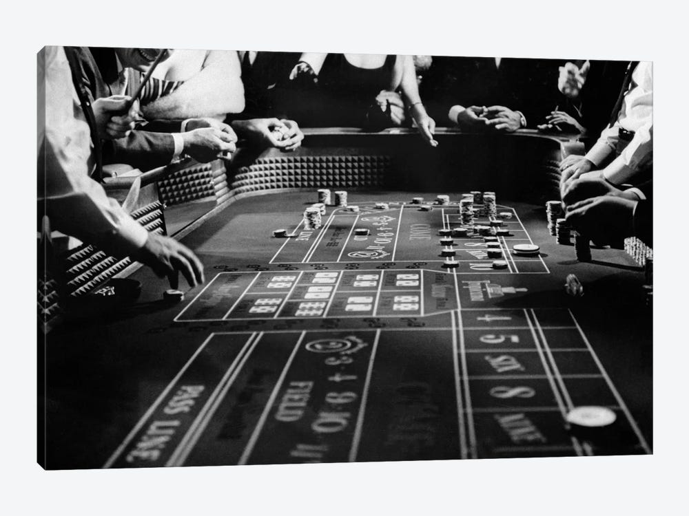 1960s Four Anonymous Unidentified People Gambling Casino Craps by Vintage Images 1-piece Canvas Wall Art