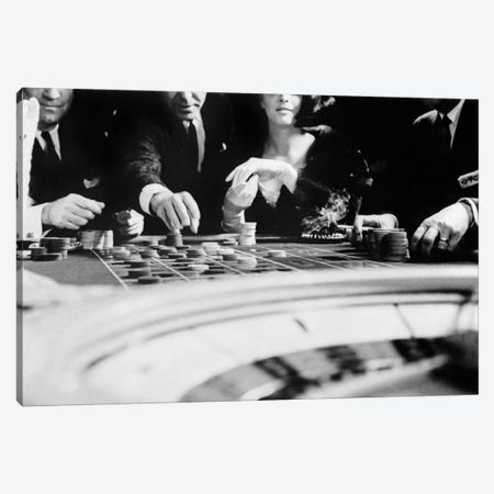 1960s Four Anonymous Unidentified People Gambling Casino Roulette Canvas Print #VTG424} by Vintage Images Canvas Print