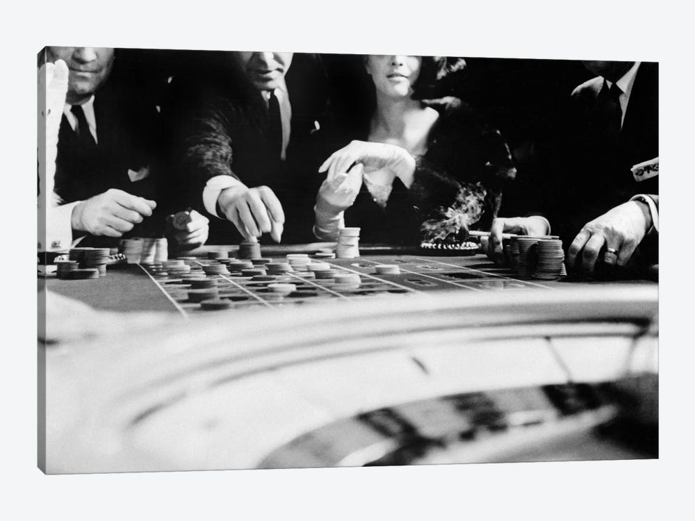 1960s Four Anonymous Unidentified People Gambling Casino Roulette by Vintage Images 1-piece Canvas Art Print