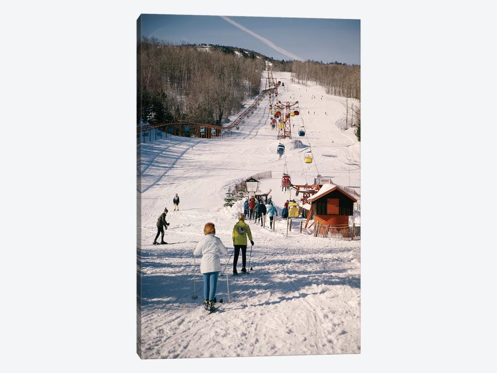 1960s Group Of People Men Women At Bottom Of Slope Going To Get On Ski Lift Skis Skiing Mountain Resort by Vintage Images 1-piece Canvas Art Print
