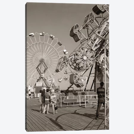 1960s Group Of Teens Looking At Amusement Rides On Pier Canvas Print #VTG427} by Vintage Images Canvas Art Print
