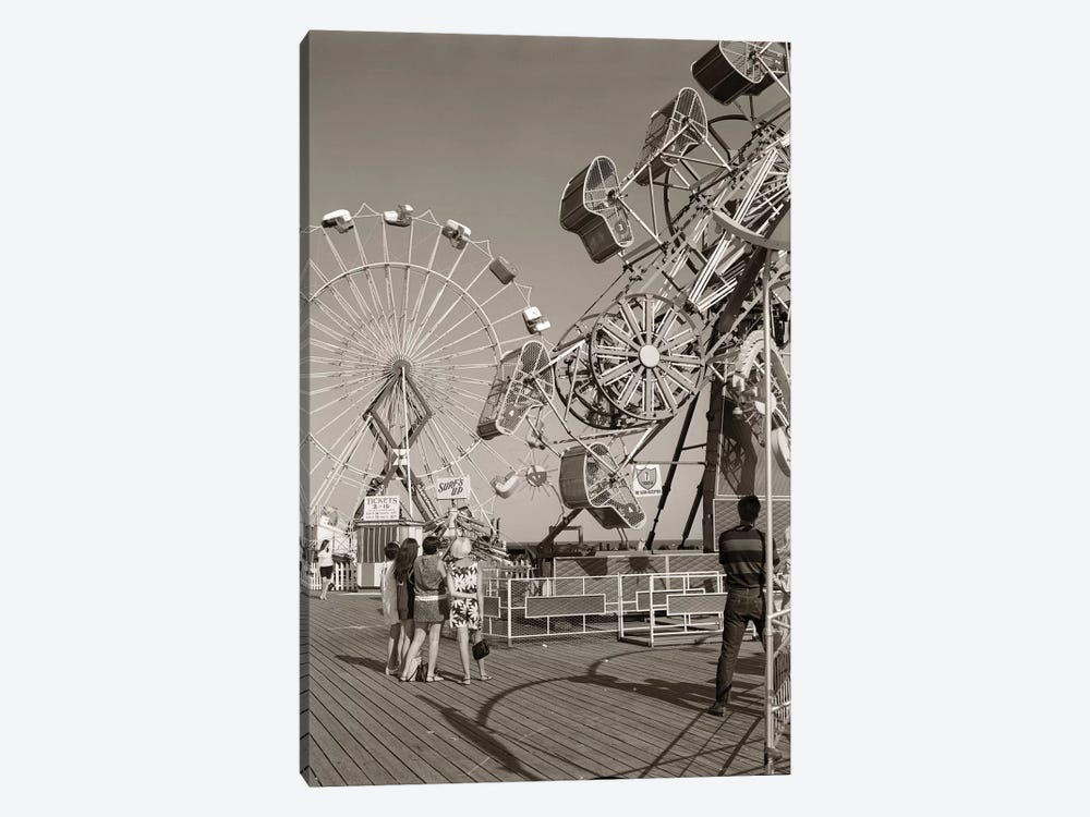 1960s Group Of Teens Looking At Amusement Rides On Pier by Vintage Images 1-piece Canvas Artwork