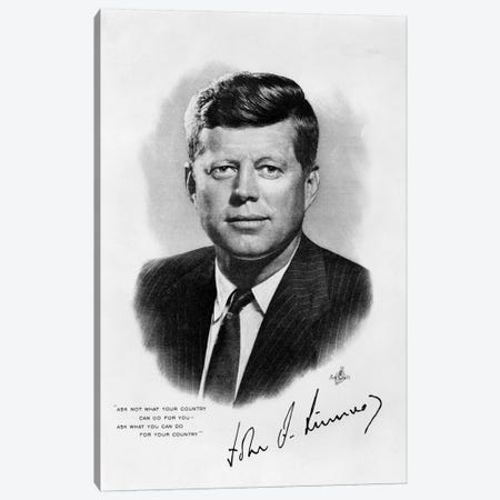 1960s JFK Official White House Portrait John Fitzgerald Kennedy 35th American President Canvas Print #VTG430} by Vintage Images Art Print