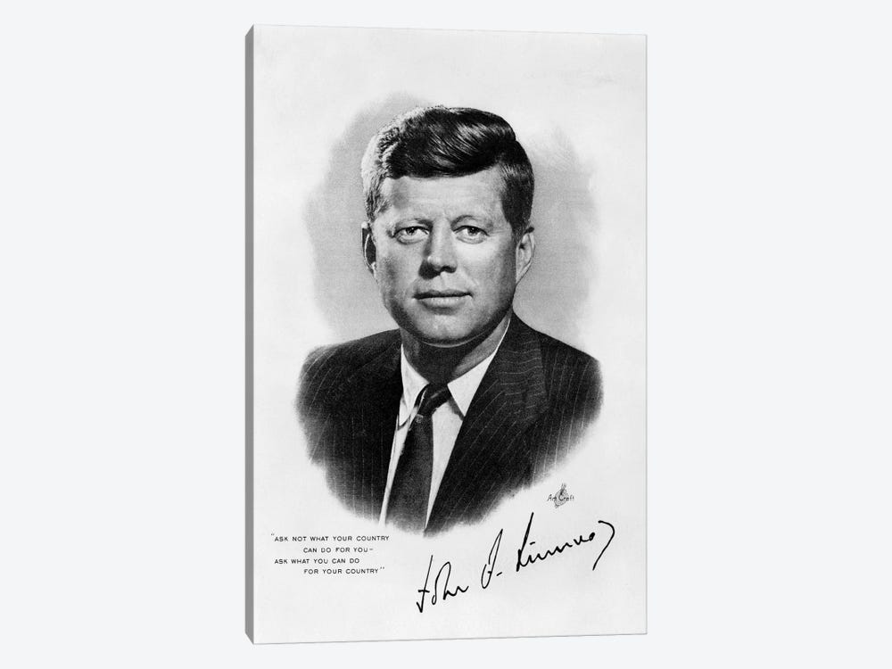 1960s JFK Official White House Portrait John Fitzgerald Kennedy 35th American President by Vintage Images 1-piece Canvas Artwork