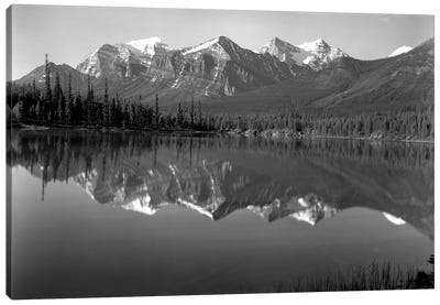 1960s Lake In Rocky Mountains Canada North Of Lake Louise On Jasper Highway Canvas Art Print - Rocky Mountain Art
