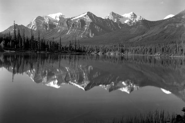 Rocky Mountains: 1960s Lake In Rocky Mountains Canada North Of Lake Louise On Jasper Highway by Vintage Images