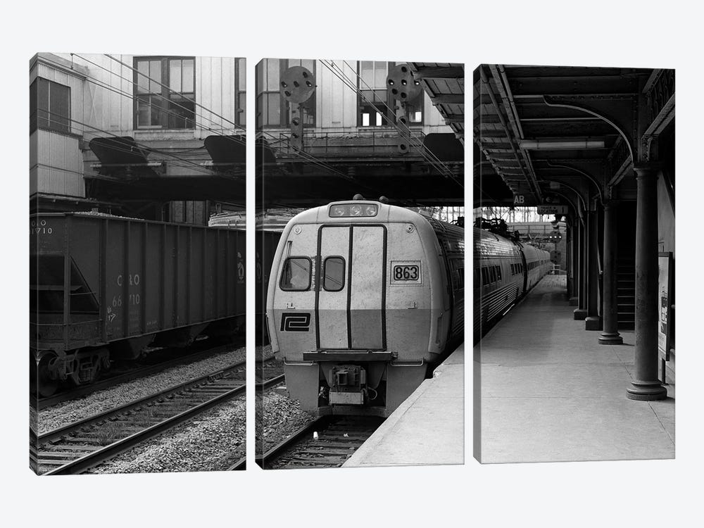 1960s Metroliner Passenger Train Stopped At Station by Vintage Images 3-piece Canvas Wall Art