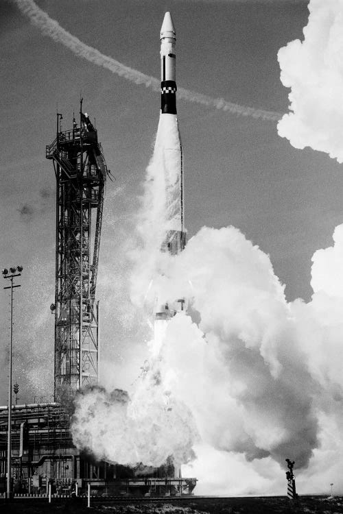 1960s Missile Taking Off From Launch Pad