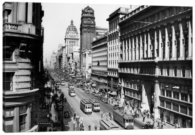1920s Market Street From Powell Looking Toward The Ferry Building Track For Cable Cars San Francisco California USA Canvas Art Print - Vintage Images