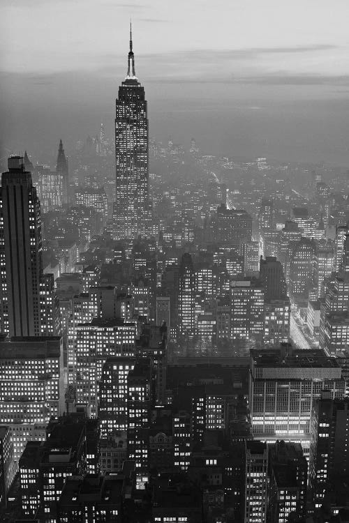 1960s Night View Manhattan Empire State Building Looking South From Midtown