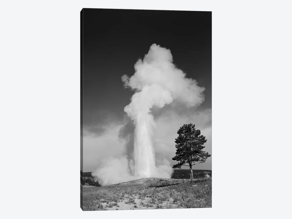 1960s Old Faithful Geyser Erupting Yellowstone National Park by Vintage Images 1-piece Canvas Wall Art