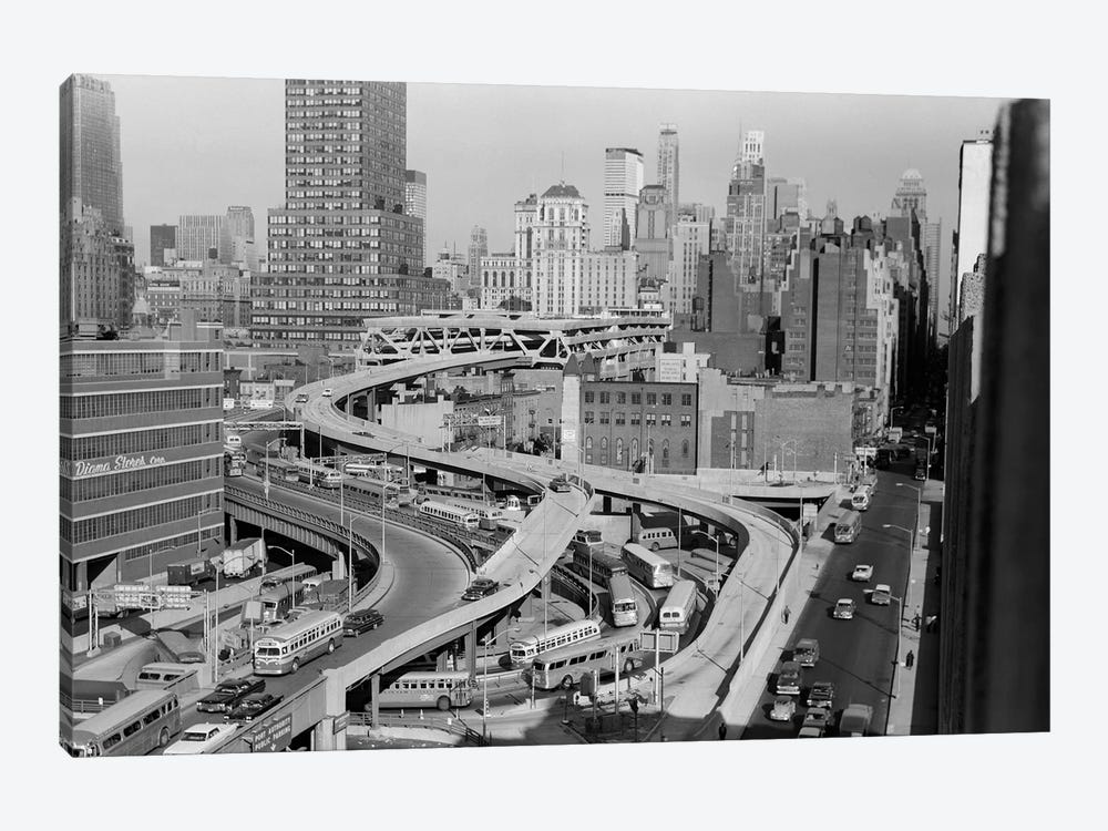 1960s Overhead Of Port Authority Traffic Ramps In New York City USA by Vintage Images 1-piece Canvas Wall Art