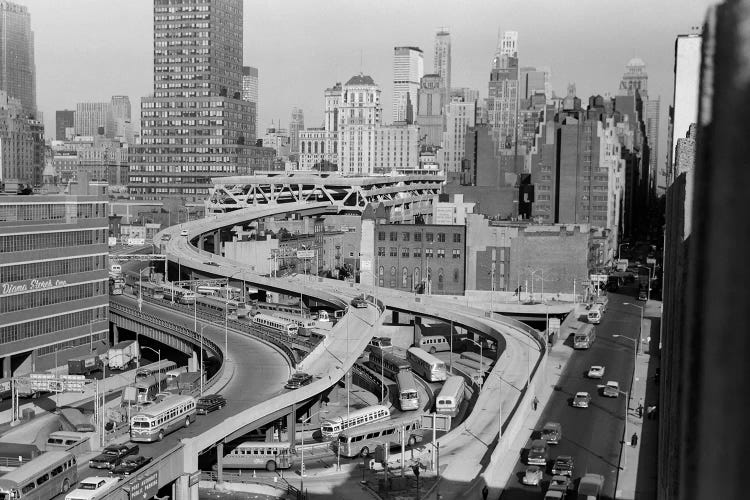 1960s Overhead Of Port Authority Traffic Ramps In New York City USA