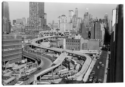 1960s Overhead Of Port Authority Traffic Ramps In New York City USA Canvas Art Print - Vintage Images