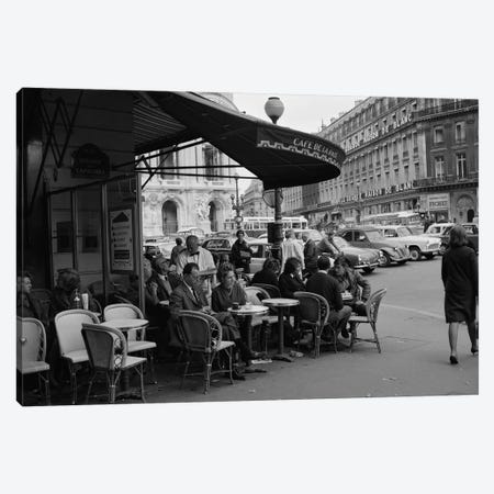 1960s Patrons At Cafe de la Paix Sidewalk Cafe Corner Of Paris Opera House In Background Paris France Canvas Print #VTG449} by Vintage Images Canvas Wall Art