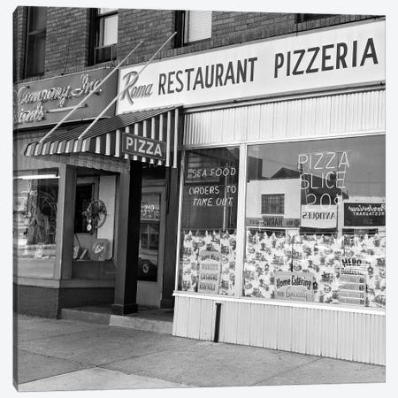 1960s Restaurant Pizzeria Storefront Canvas Print #VTG455} by Vintage Images Canvas Art
