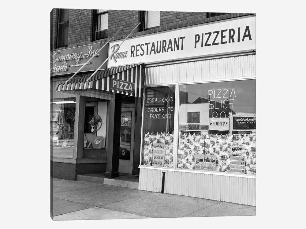 1960s Restaurant Pizzeria Storefront by Vintage Images 1-piece Art Print