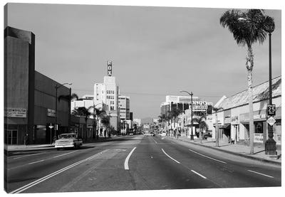 1960s Street Scene West Wilshire Blvd Los Angeles, California USA Canvas Art Print - Los Angeles Art