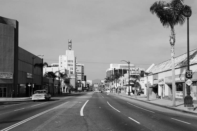 1960s Street Scene West Wilshire Blvd Los Angeles, California USA