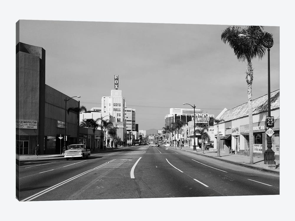 1960s Street Scene West Wilshire Blvd Los Angeles, California USA by Vintage Images 1-piece Canvas Art