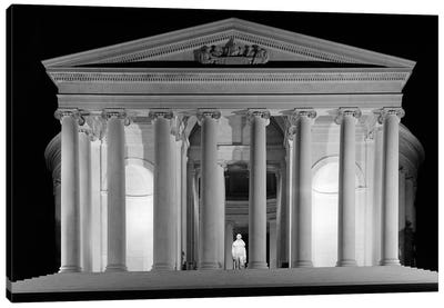 1960s Thomas Jefferson Memorial Lit Up At Night Canvas Art Print - Column Art