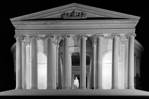 Washington, D.C.: 1960s Thomas Jefferson Memorial Lit Up At Night by Vintage Images