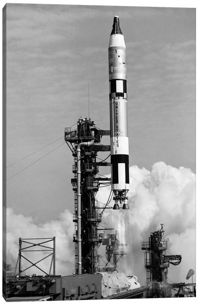 1960s US G-III Missile Taking Off From Launch Pad Canvas Art Print - Vintage & Retro Photography