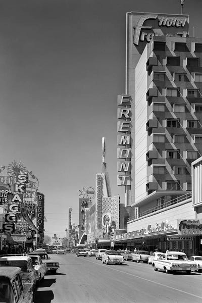 Gambling: 1960s View Down Freemont Street Downtown Las Vegas Nevada USA by Vintage Images