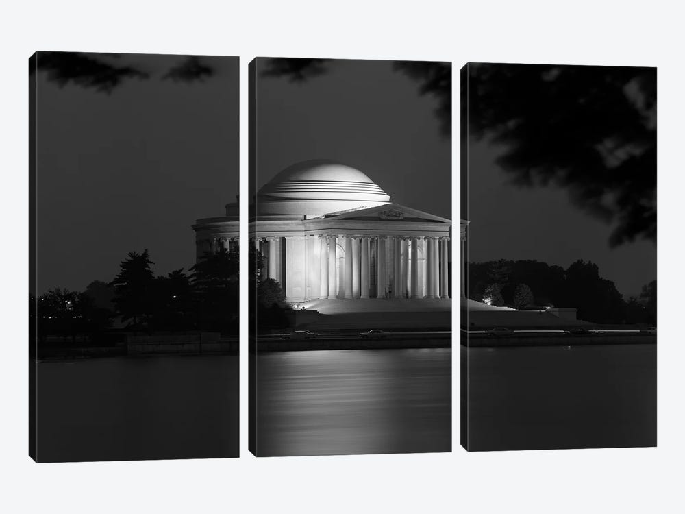 1960s Washington Dc Jefferson Memorial At Night by Vintage Images 3-piece Canvas Art