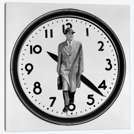 1960s-1950s Montage Business Man On Clock Face Canvas Print #VTG473} by Vintage Images Art Print