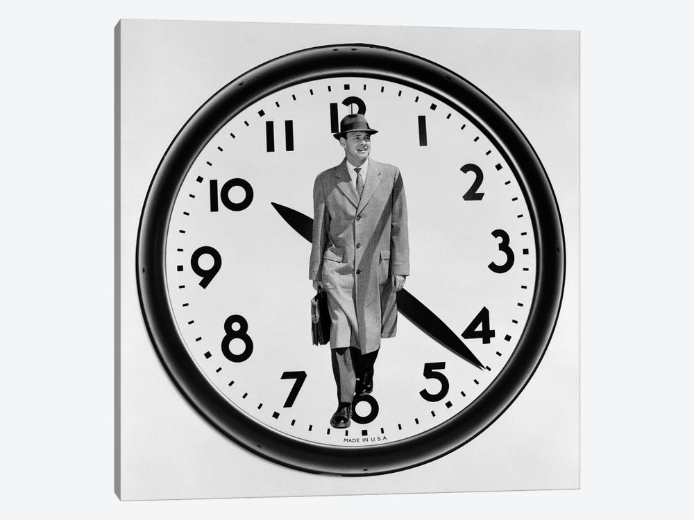 1960s-1950s Montage Business Man On Clock Face by Vintage Images 1-piece Art Print