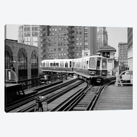 1960s-1970s Chicago Public Transportation El Train Turning Into The Loop On Wells Street Canvas Print #VTG475} by Vintage Images Canvas Art