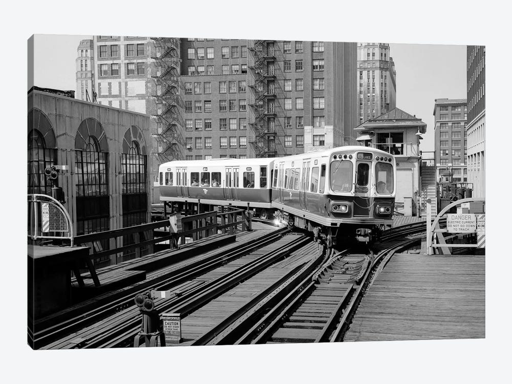 1960s-1970s Chicago Public Transportation El Train Turning Into The Loop On Wells Street by Vintage Images 1-piece Art Print