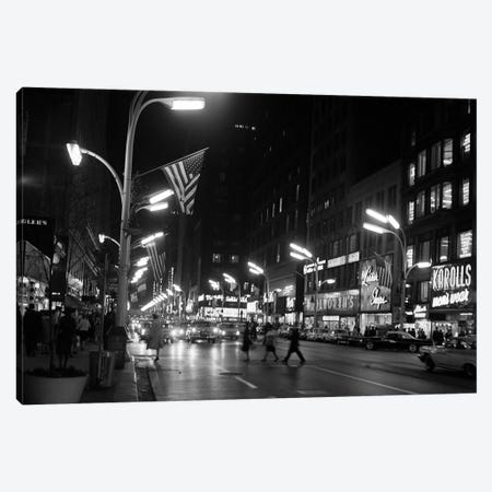 1963 Night Scene Of Busy Traffic On State Street Chicago Illinois USA Canvas Print #VTG477} by Vintage Images Canvas Wall Art