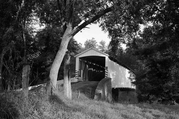 1970s Covered Bridge In Rural Wooded Area