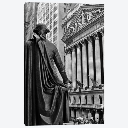 1970s New York City Stock Exchange On Wall Street From Federal Hall Behind George Washington Statue Canvas Print #VTG485} by Vintage Images Canvas Print