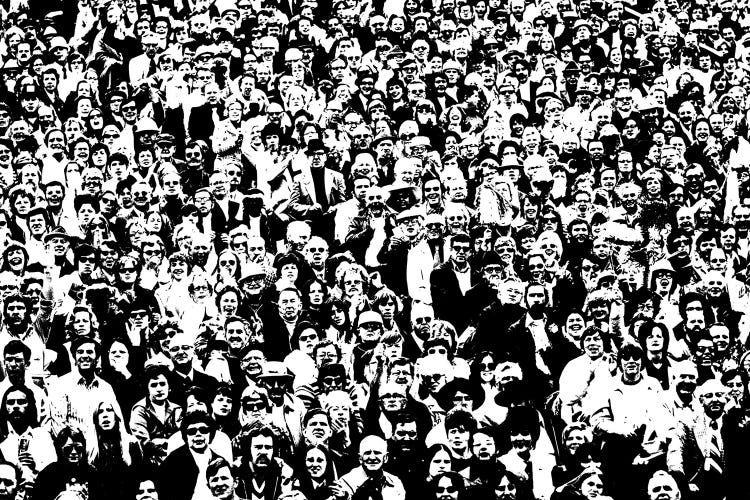 1970s Posterization Of Crowd In Stadium Bleachers