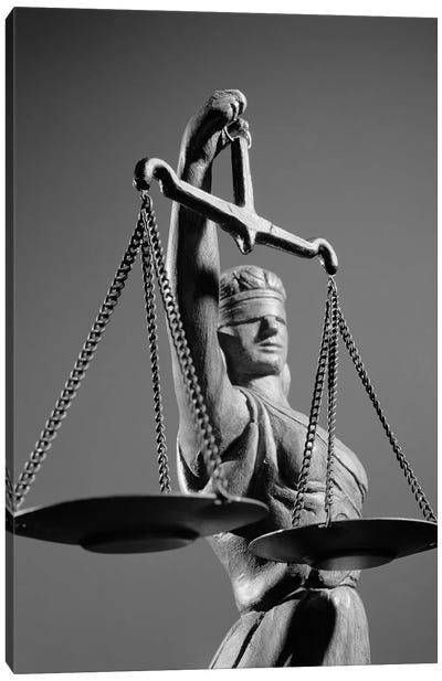 1970s Statue Of Blind Justice Holding Scales Canvas Art Print - Vintage & Retro Photography