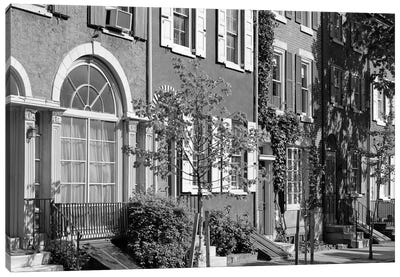 1970s Street Scene Residential Townhouses In Urban Inner City Philadelphia Pa USA Canvas Art Print - Philadelphia Art