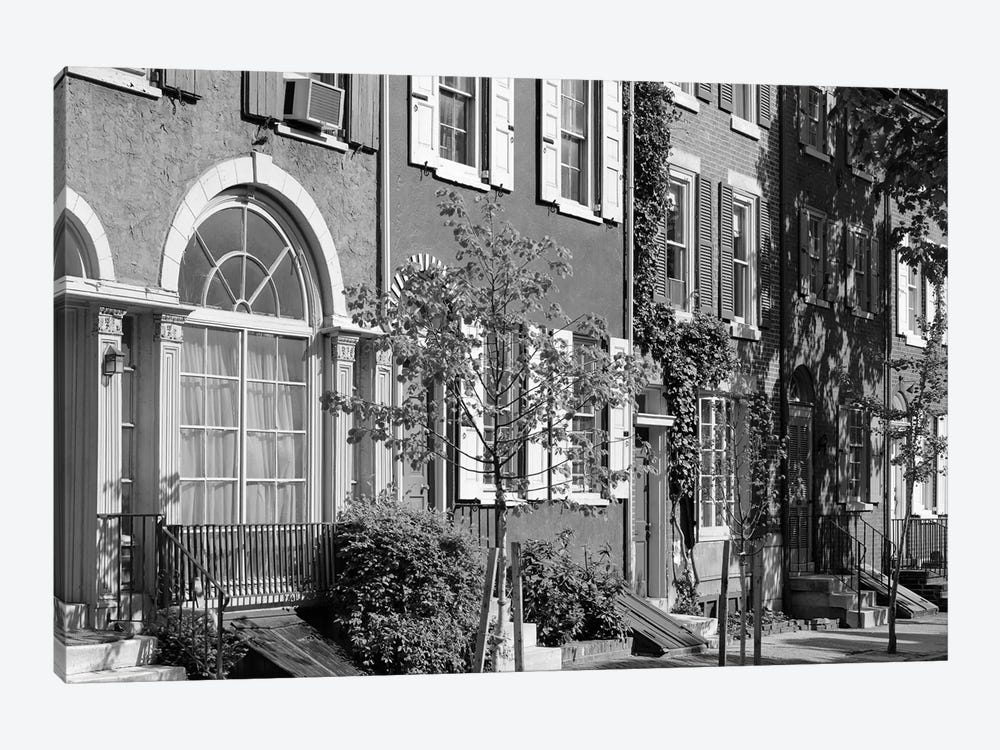 1970s Street Scene Residential Townhouses In Urban Inner City Philadelphia Pa USA by Vintage Images 1-piece Canvas Art