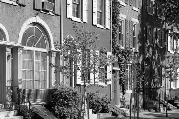 Pennsylvania: 1970s Street Scene Residential Townhouses In Urban Inner City Philadelphia Pa USA by Vintage Images